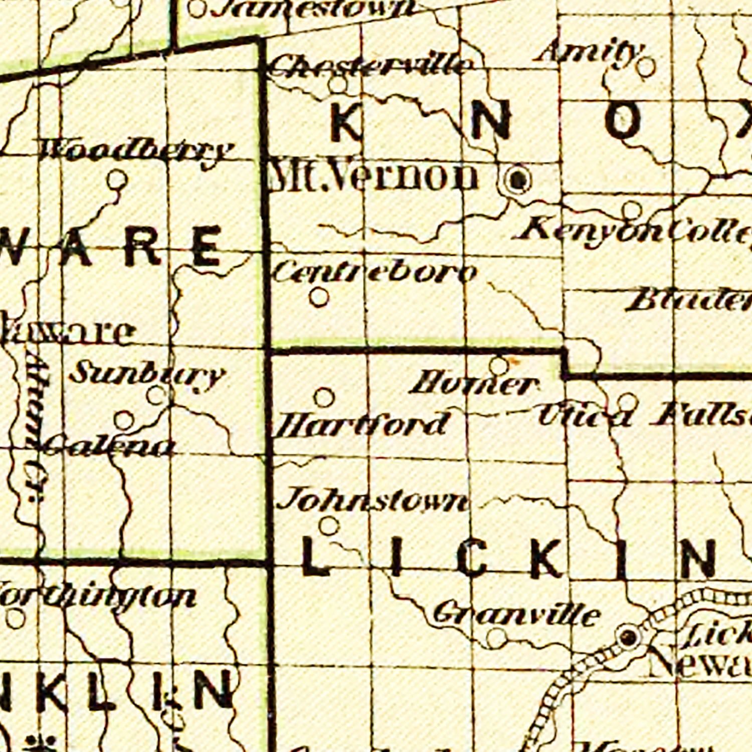 Vintage Map of Ohio 1845