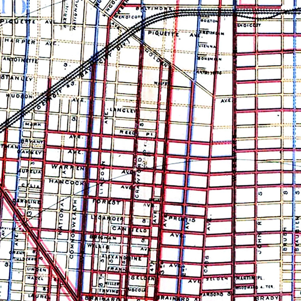 Vintage Map of Detroit, Michigan 1883
