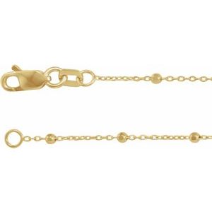 14K Yellow .85 mm Faceted Beaded Cable 24" Chain