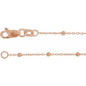 14K Rose Gold .85 mm Faceted Beaded Cable 24" Chain