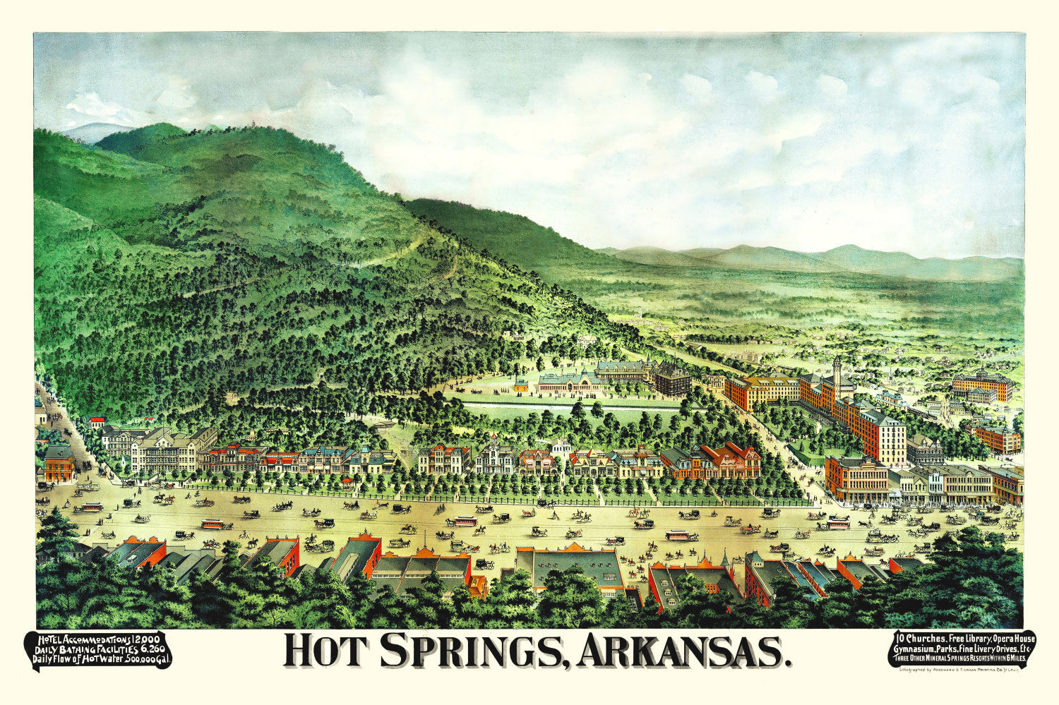 Vintage Map of Hot Springs, Arkansas 1890