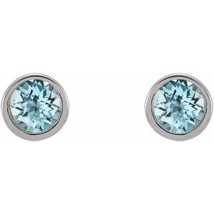 14K White Gold Natural Sky Blue Topaz Micro Bezel-Set Earrings – image 2