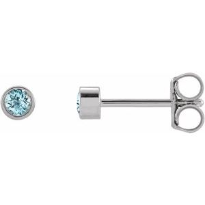 Platinum Natural Sky Blue Topaz Micro Bezel-Set Earrings