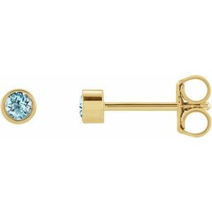 14K Yellow Gold Natural Sky Blue Topaz Micro Bezel-Set Earrings