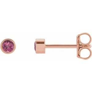 14K Rose Gold Natural Pink Tourmaline Micro Bezel-Set Earrings