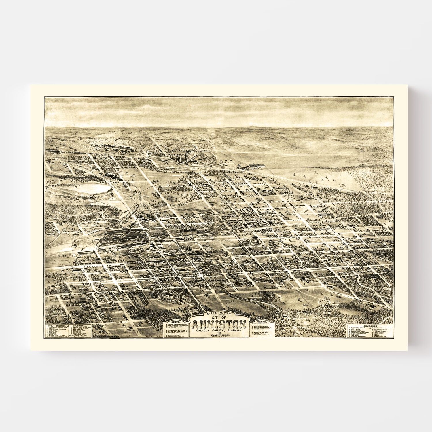 Vintage Map of Anniston, Alabama 1903
