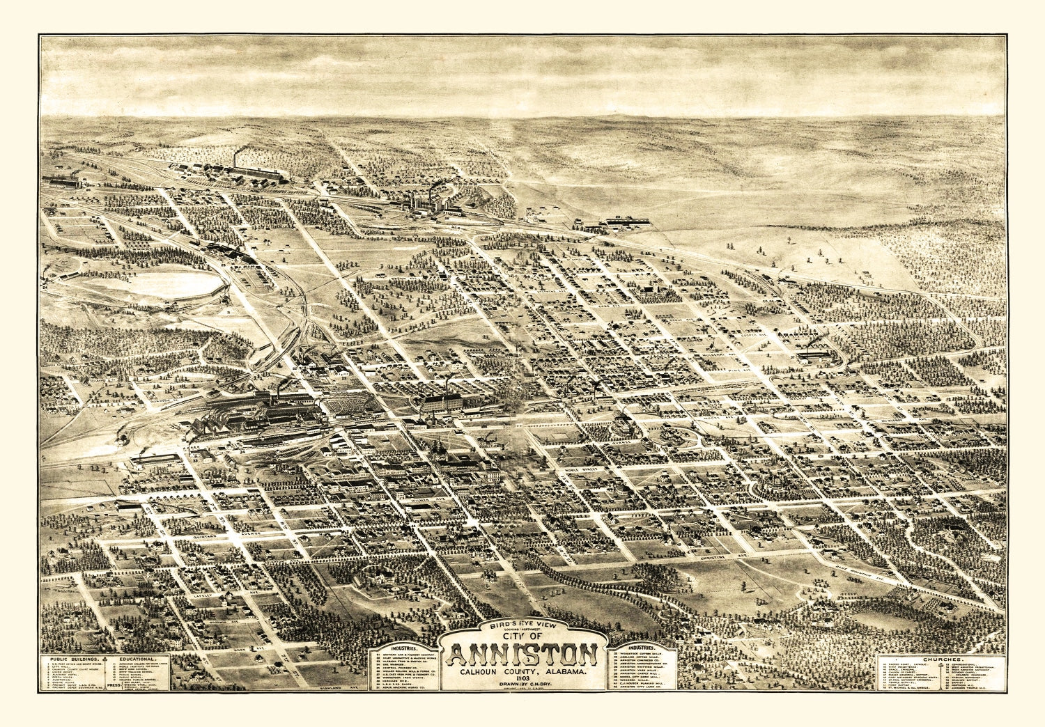 Vintage Map of Anniston, Alabama 1903