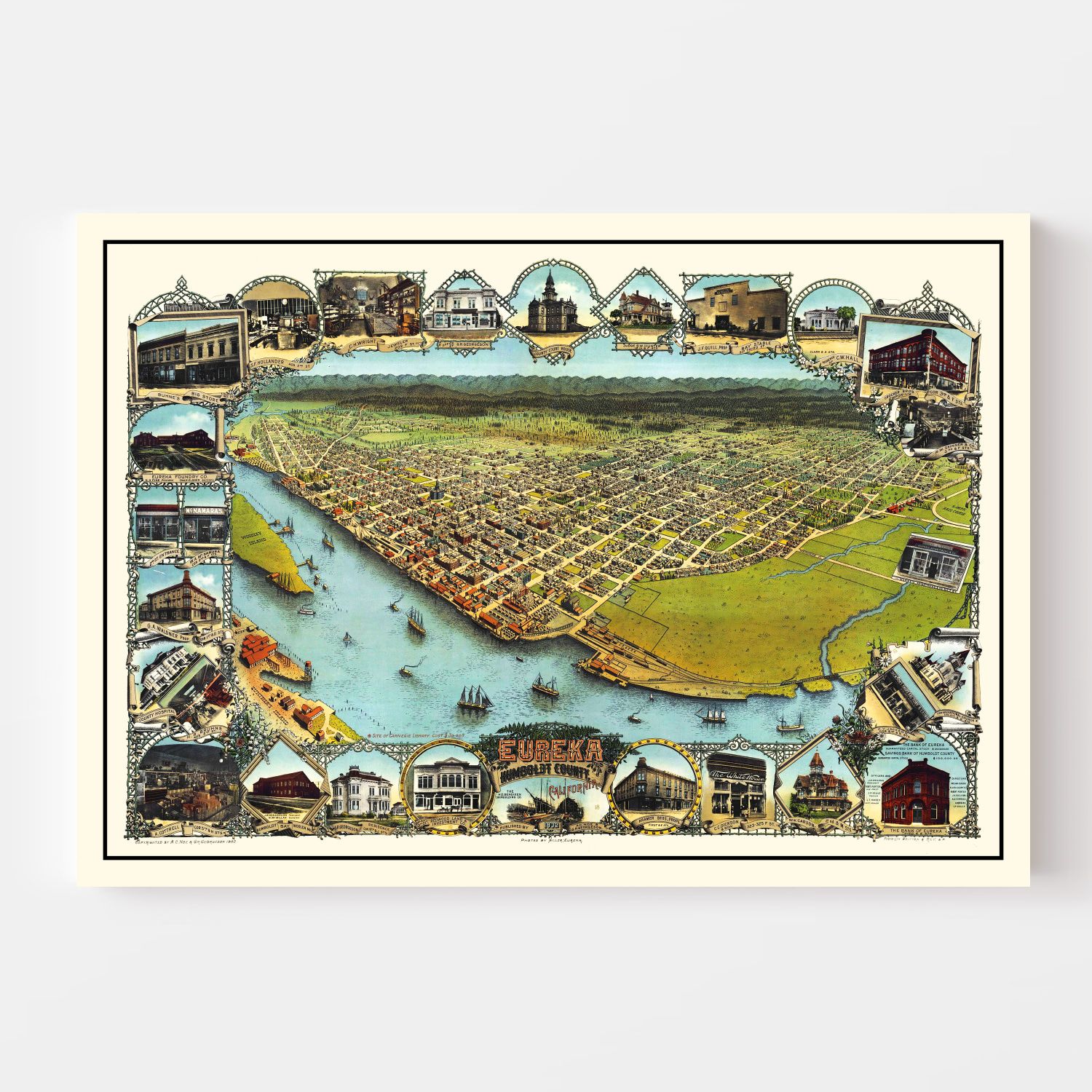 Vintage Map of Eureka, California 1902