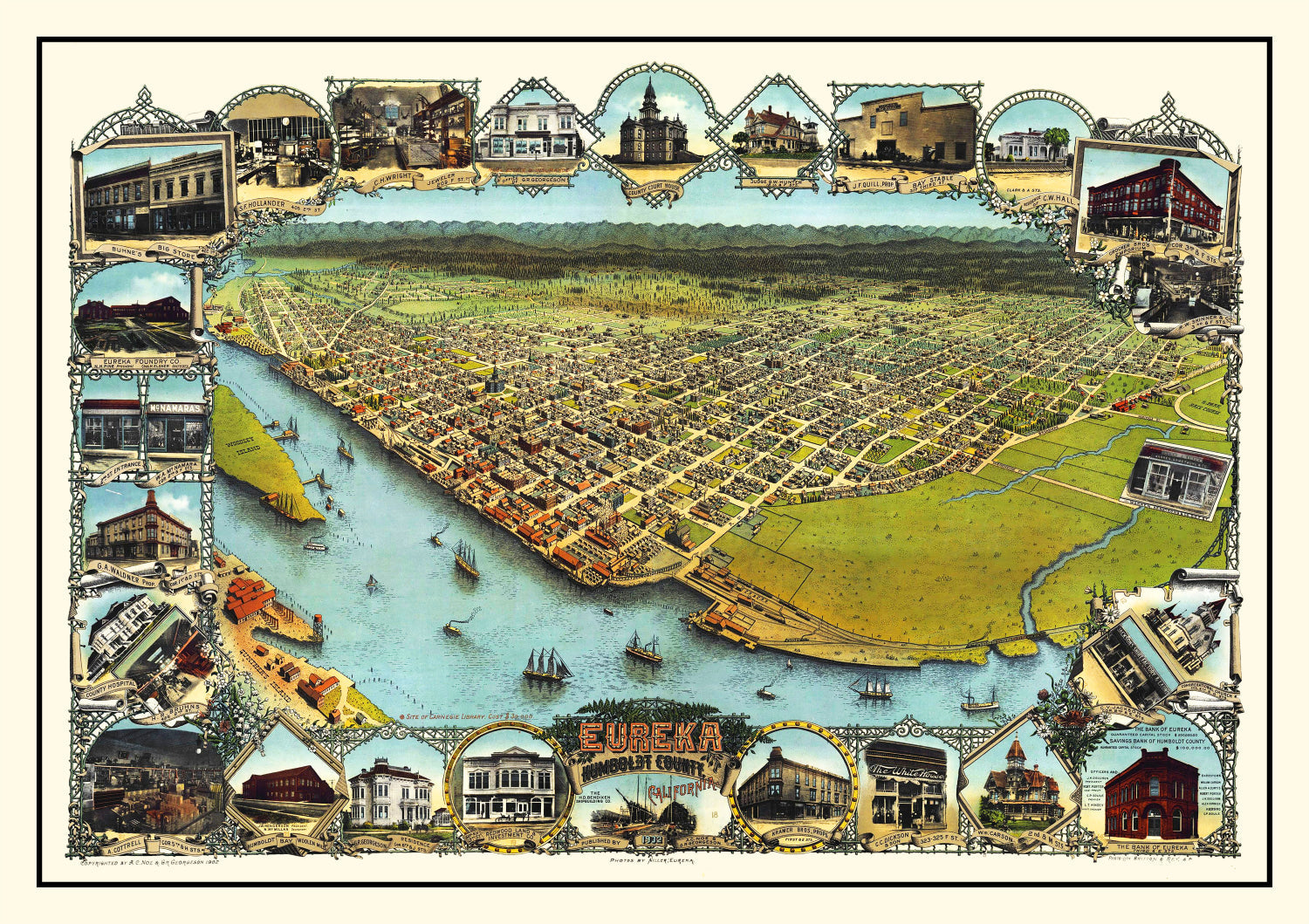 Vintage Map of Eureka, California 1902