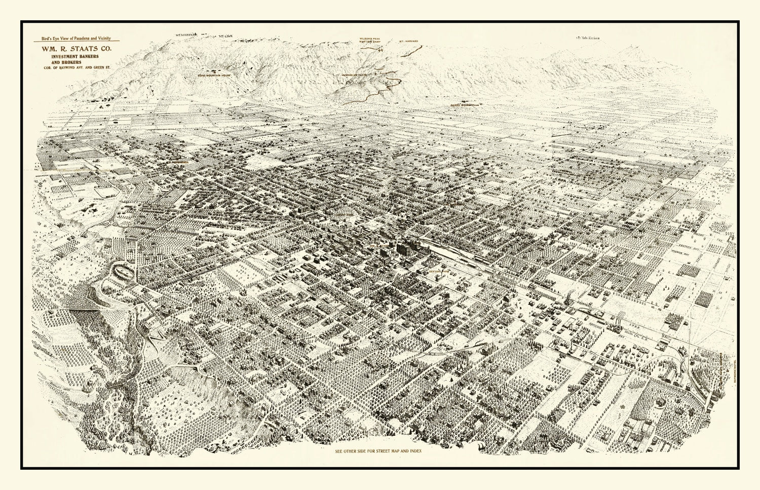 Vintage Map of Pasadena, California 1903