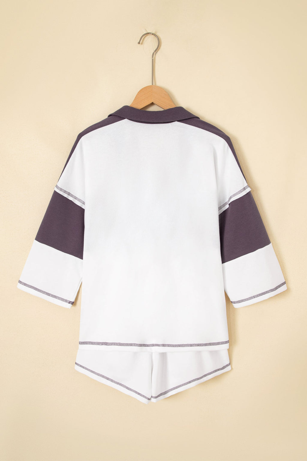 Stripe Colorblock Reverse Seam Top and Shorts Set