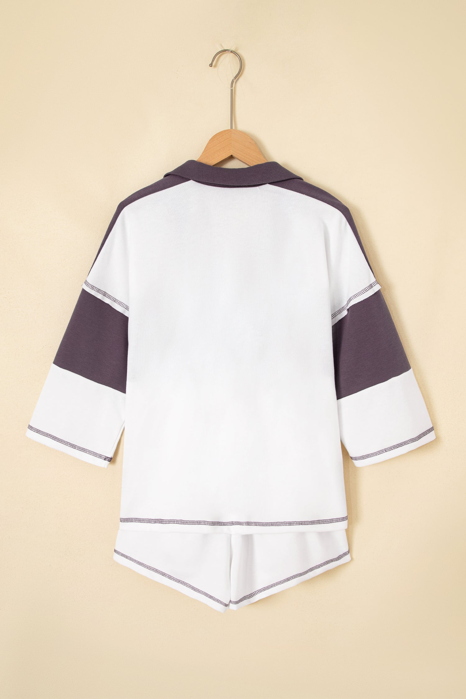 Stripe Colorblock Reverse Seam Top and Shorts Set