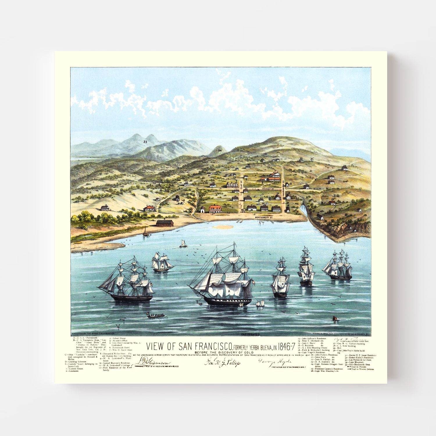 Vintage Map of San Francisco, California 1884