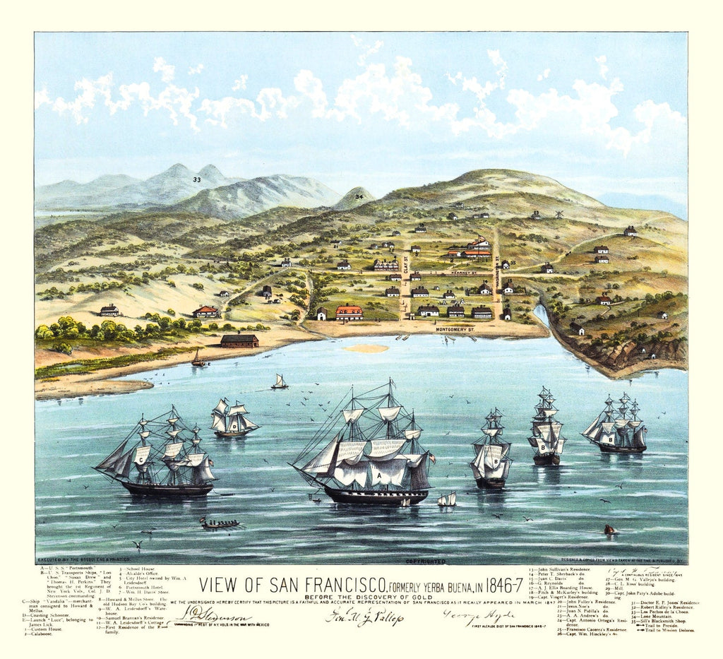 Vintage Map of San Francisco, California 1884