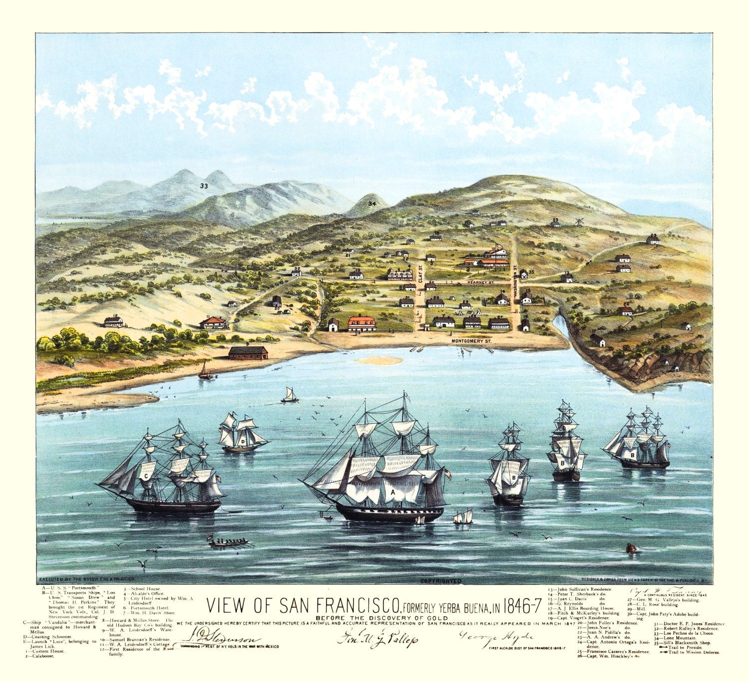Vintage Map of San Francisco, California 1884