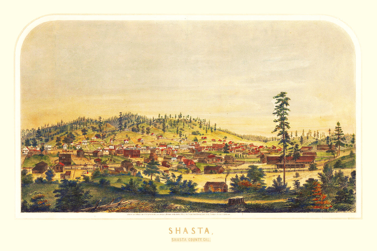 Vintage Map of Shasta, California 1856
