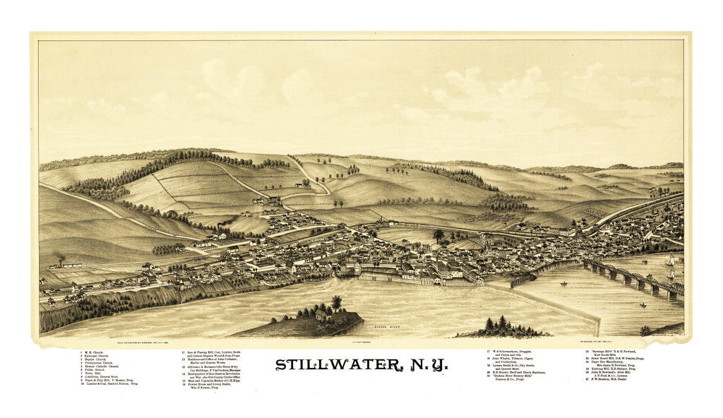 Vintage Map of Stillwater, New York 1889