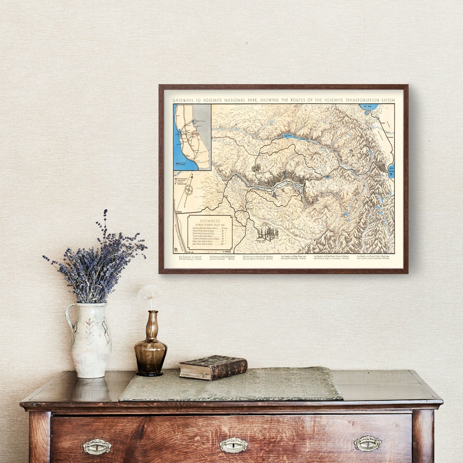 Vintage Map of Yosemite National Park, 1930