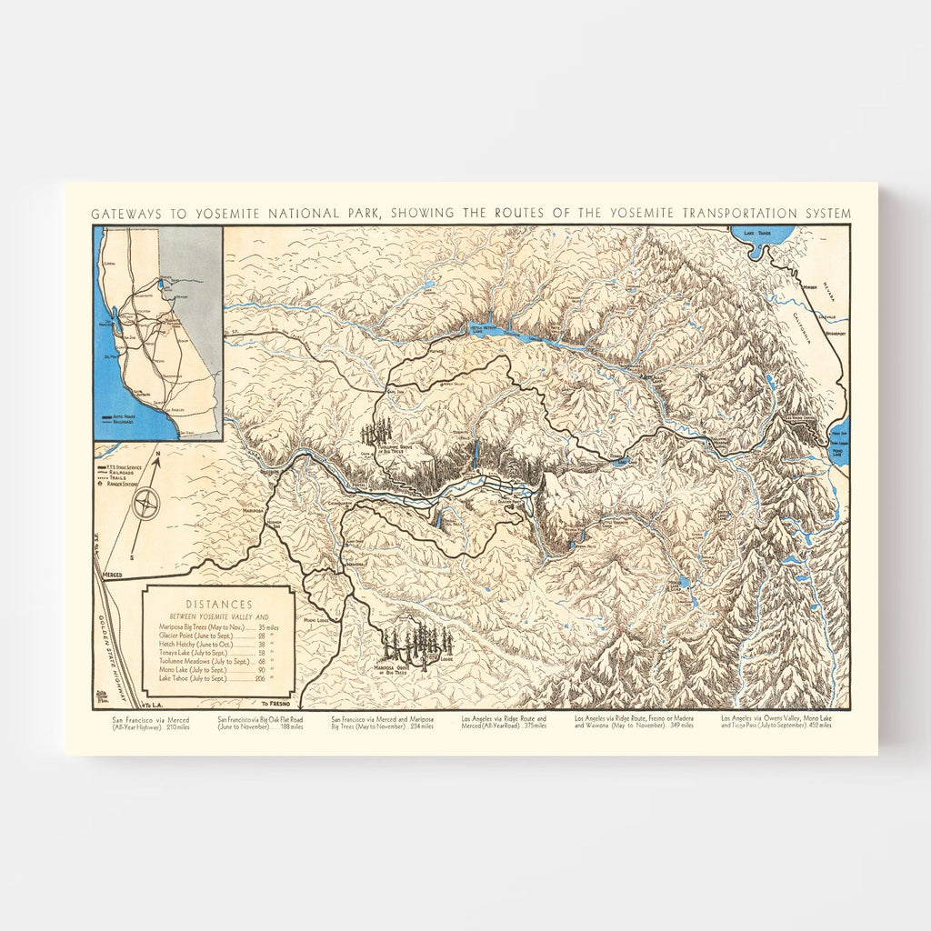 Vintage Map of Yosemite National Park, 1930