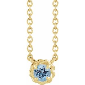 14K Yellow Gold 4.5 mm Natural Aquamarine Claw-Prong Rope 18" Necklace