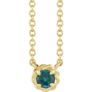 14K Yellow Gold 3 mm Lab-Grown Alexandrite Claw-Prong Rope 18" Necklace