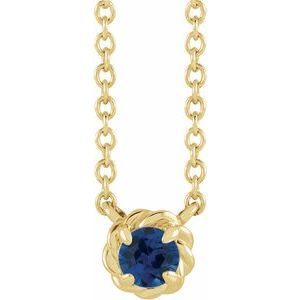 14K Yellow Gold 5 mm Lab-Grown Blue Sapphire Claw-Prong Rope 18" Necklace