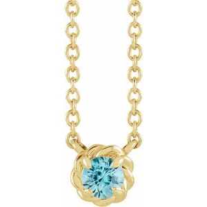 14K Yellow Gold 4.5 mm Natural Blue Zircon Claw-Prong Rope 18" Necklace