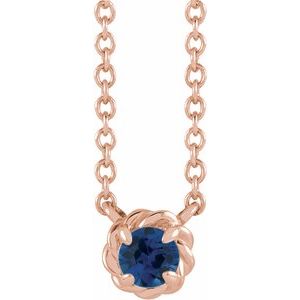 14K Rose Gold 4 mm Lab-Grown Blue Sapphire Claw-Prong Rope 18" Necklace