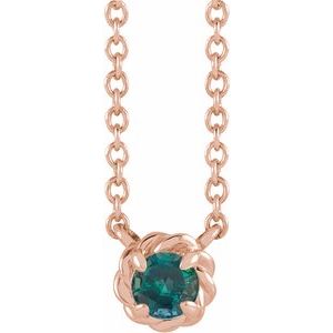 14K Rose Gold 3 mm Lab-Grown Alexandrite Claw-Prong Rope 18" Necklace