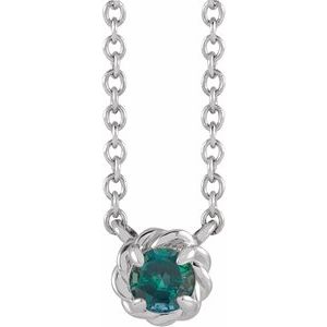 Platinum 4 mm Lab-Grown Alexandrite Claw-Prong Rope 18" Necklace