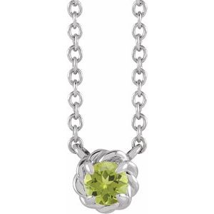 Platinum 3 mm Natural Peridot Claw-Prong Rope 18" Necklace