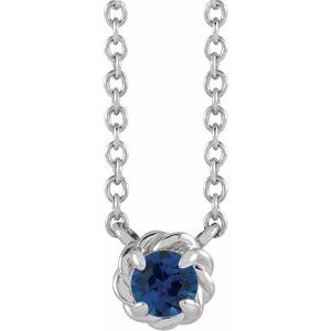 Sterling Silver 5 mm Lab-Grown Blue Sapphire Claw-Prong Rope 18" Necklace
