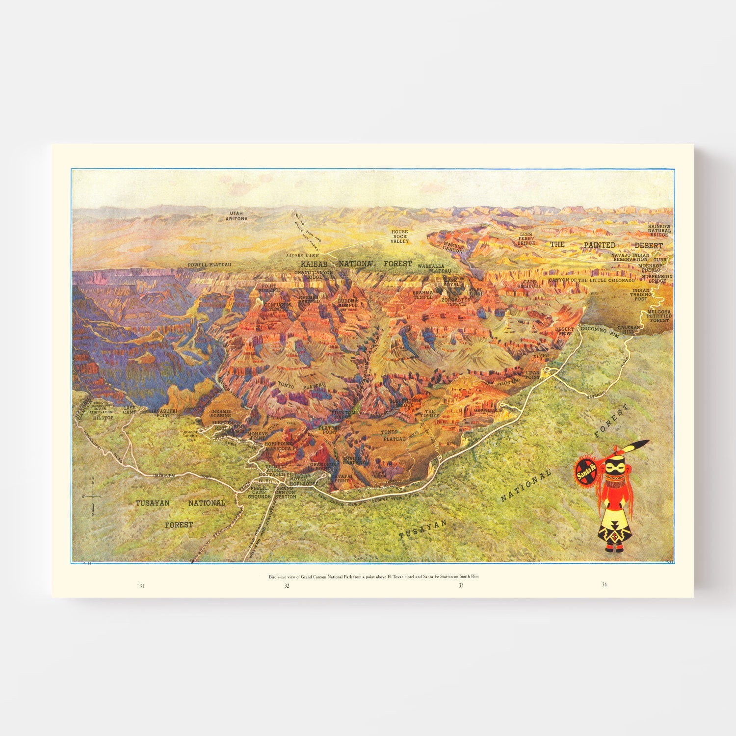 Vintage Map of Grand Canyon National Park, 1929