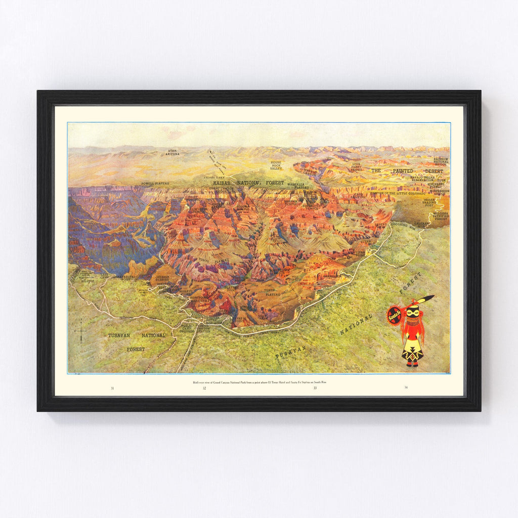 Vintage Map of Grand Canyon National Park, 1929