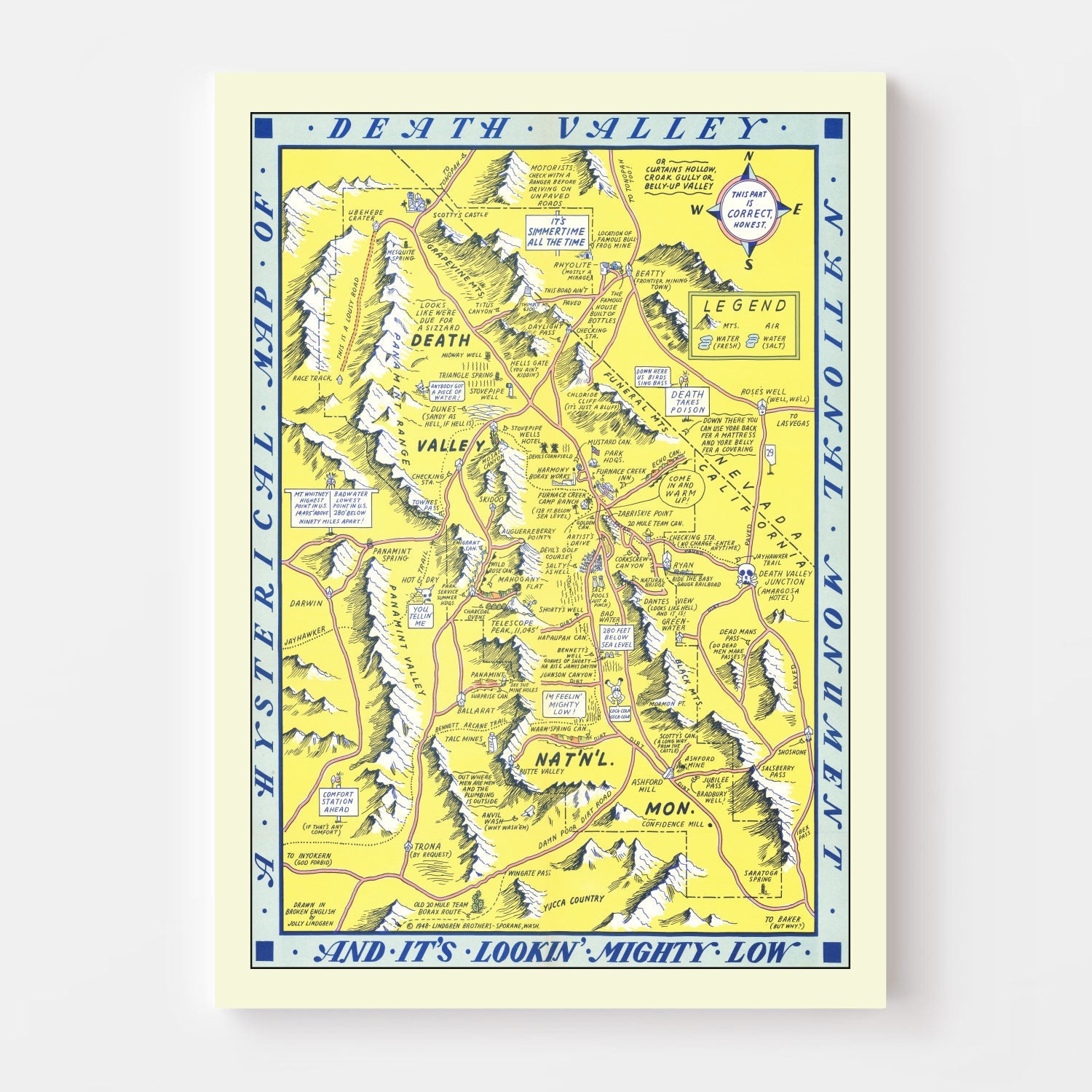 Vintage Death Valley Map 1948