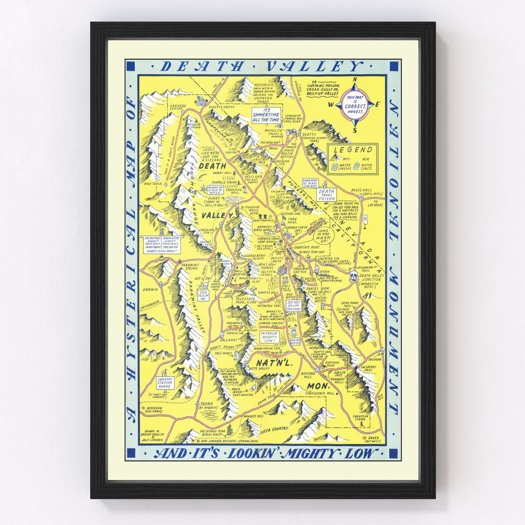 Vintage Death Valley Map 1948