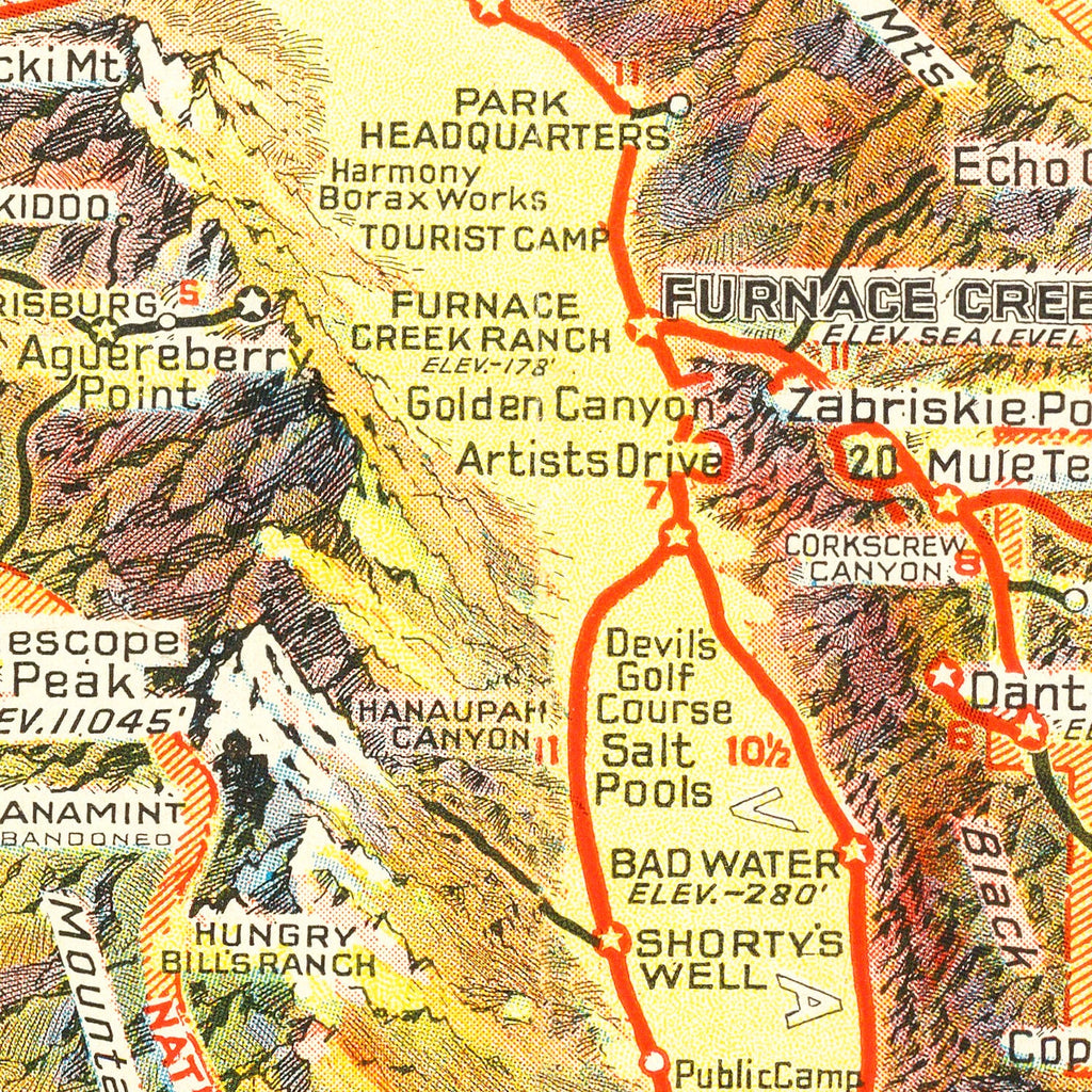 Vintage Map of Death Valley National Park, 1934