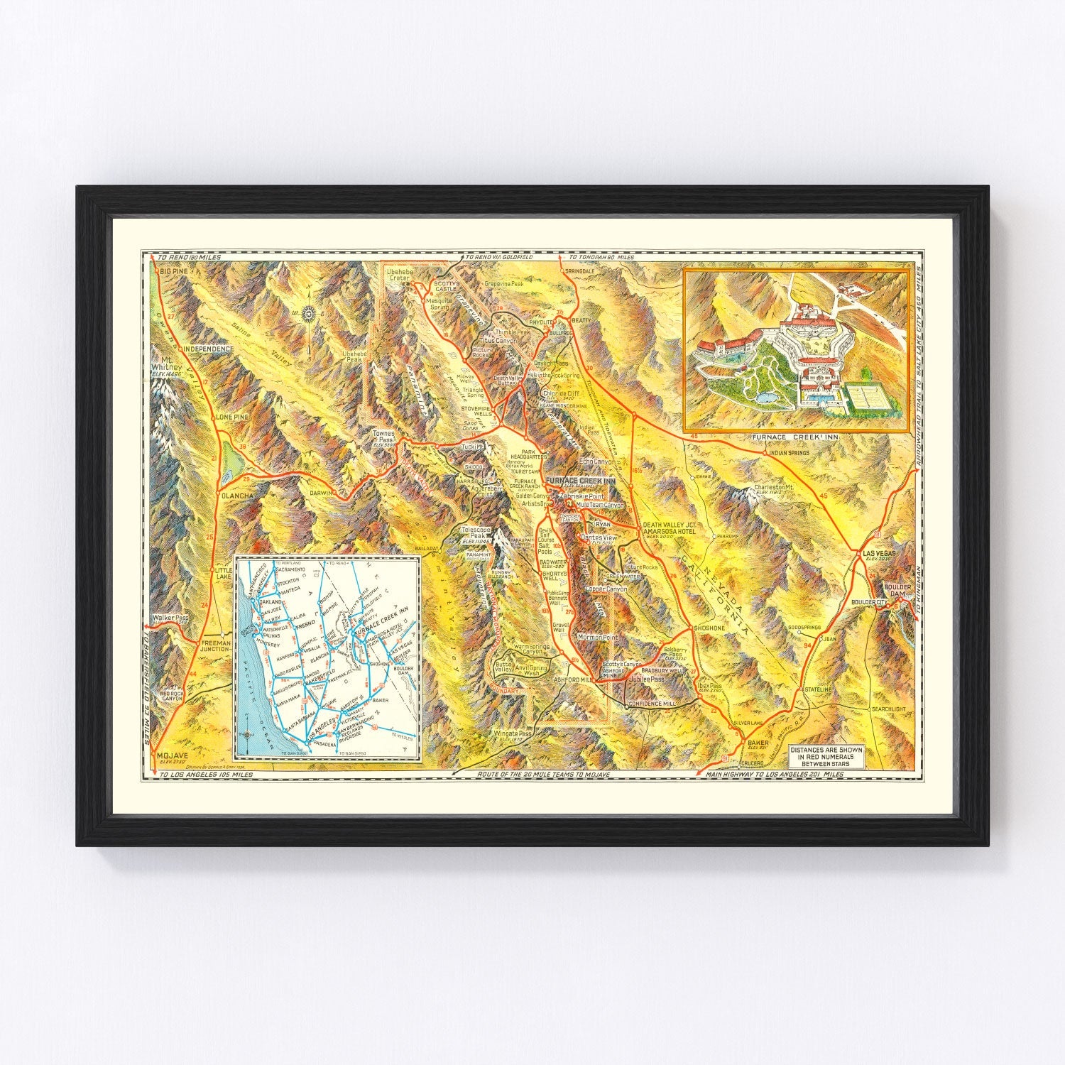 Vintage Map of Death Valley National Park, 1934