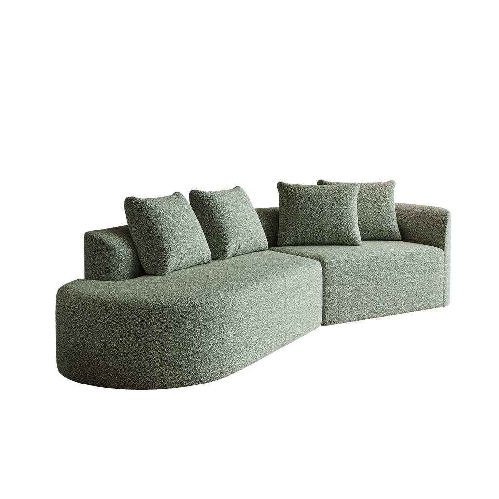 Modern Upholstered Oversized Sectional Sofa, 112-Inch Chenille 4-Seater Extra Deep & Wide Seat Curved Cloud Couch with 4 Throw Pillows, Free Combination Sofa Couch for Living Room,Bedroom