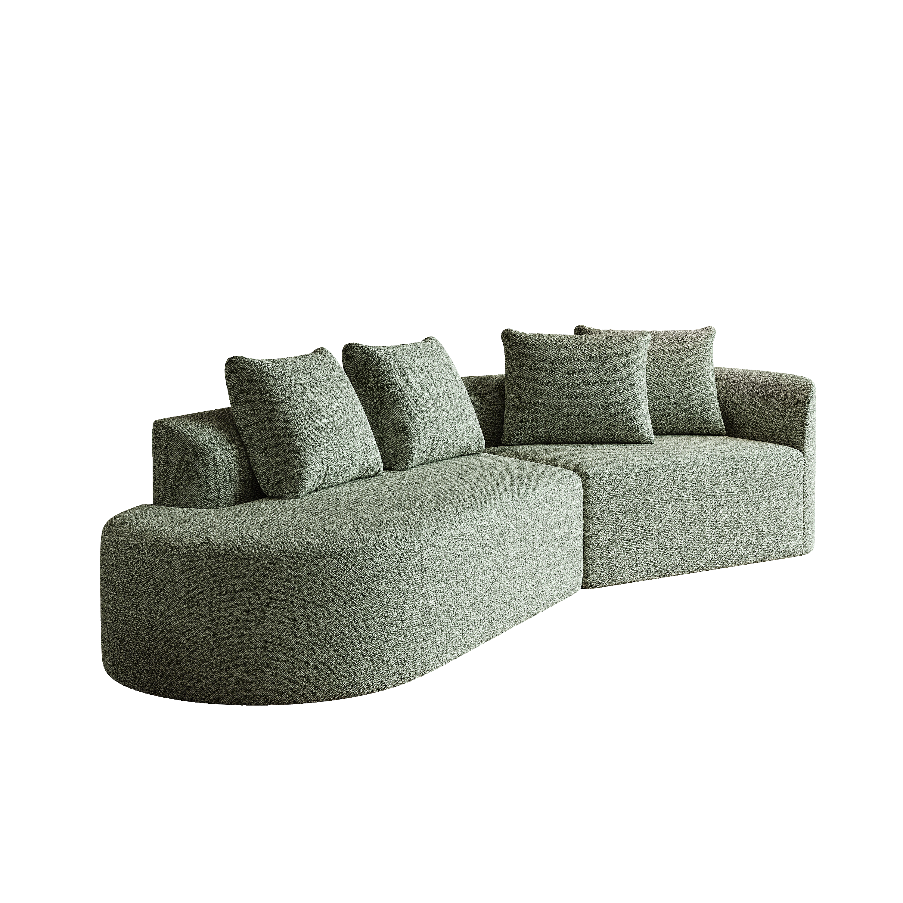 Modern Upholstered Oversized Sectional Sofa, 112-Inch Chenille 4-Seater Extra Deep & Wide Seat Curved Cloud Couch with 4 Throw Pillows, Free Combination Sofa Couch for Living Room,Bedroom