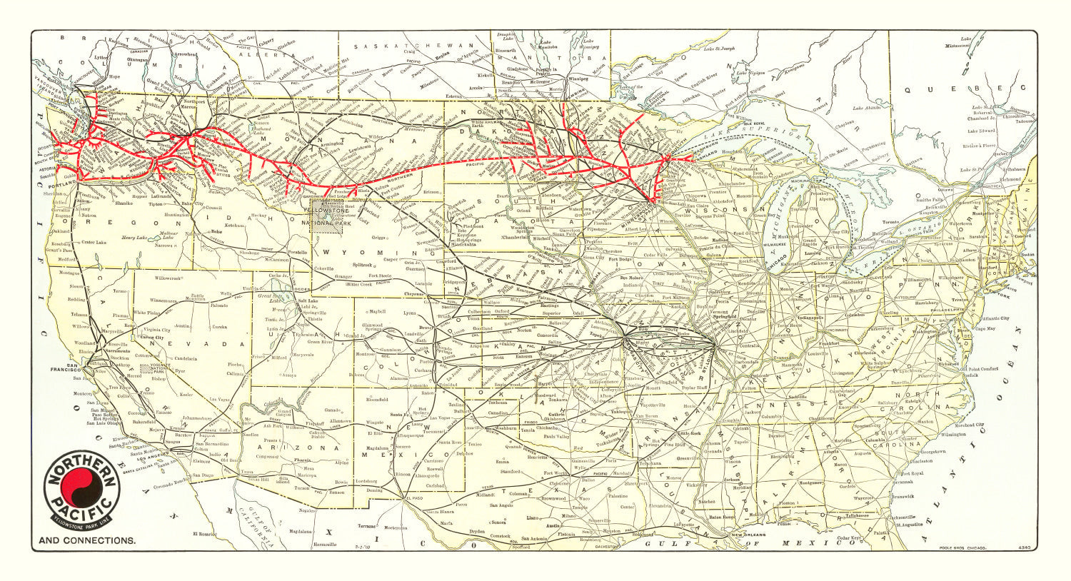 Vintage Map of Yellowstone National Park, 1909