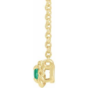 14K Yellow Gold 5 mm Lab-Grown Emerald Claw-Prong Rope 18" Necklace