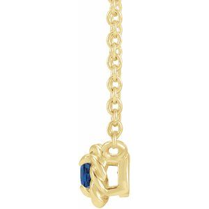 14K Yellow Gold 5 mm Lab-Grown Blue Sapphire Claw-Prong Rope 18" Necklace