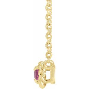 14K Yellow Gold 4.5 mm Natural Pink Tourmaline Claw-Prong Rope 18" Necklace