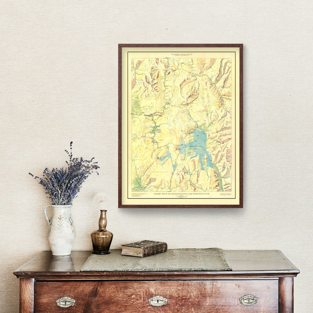 Vintage Yellowstone National Park Map 1915