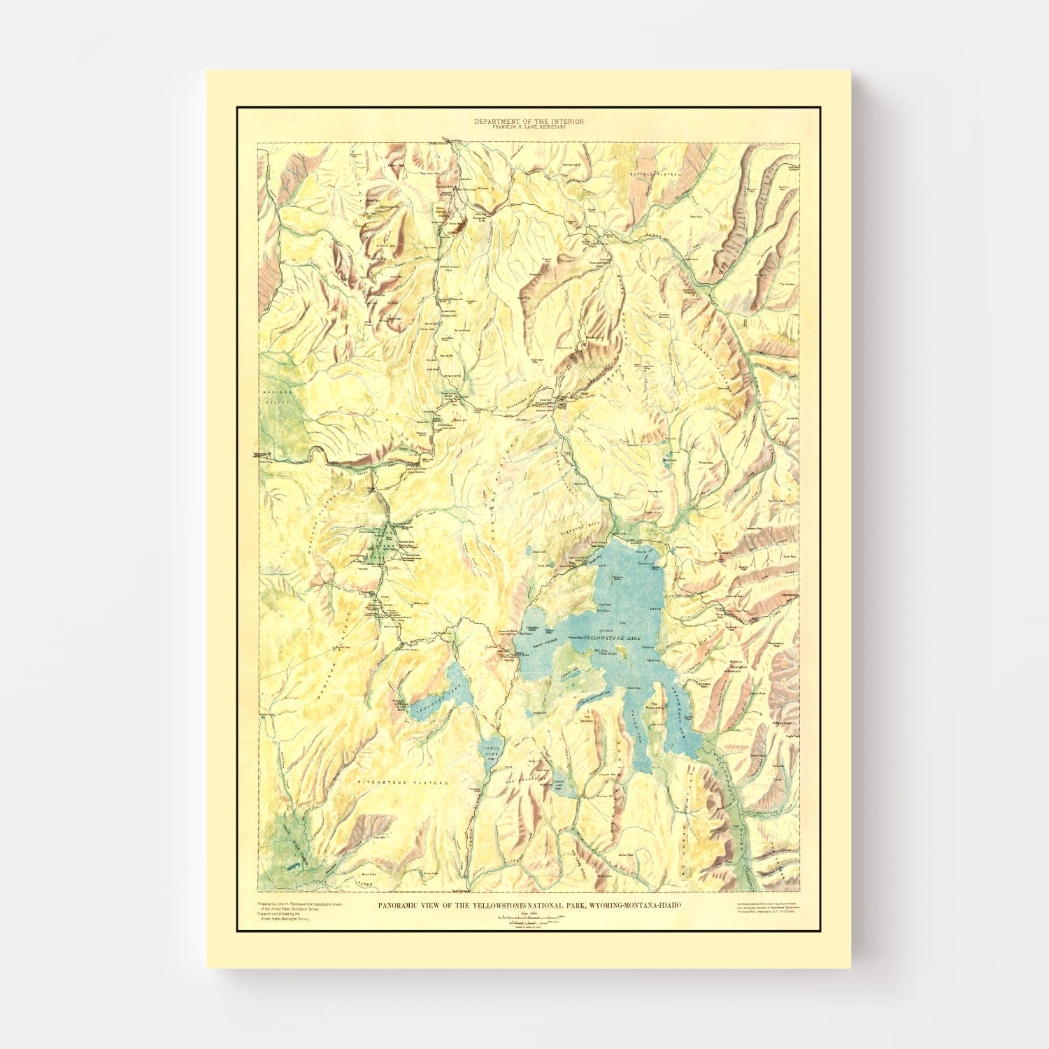 Vintage Yellowstone National Park Map 1915