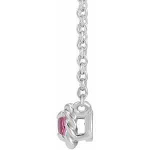 Sterling Silver 3 mm Natural Pink Tourmaline Claw-Prong Rope 18" Necklace