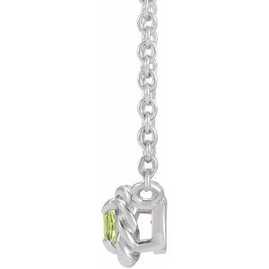 Platinum 4.5 mm Natural Peridot Claw-Prong Rope 18" Necklace
