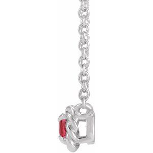 14K White Gold 4.5 mm Natural Ruby Claw-Prong Rope 18" Necklace