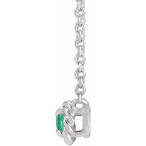 Platinum 5 mm Natural Emerald Claw-Prong Rope 18" Necklace